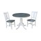 International Concepts Round 36 in Rd Extension Dining Table, 2 San Remo Chairs, White/Heather Gray, 36 W, 48 L, 29.3 in H K05-36RXT-C10-2 - alternate 1